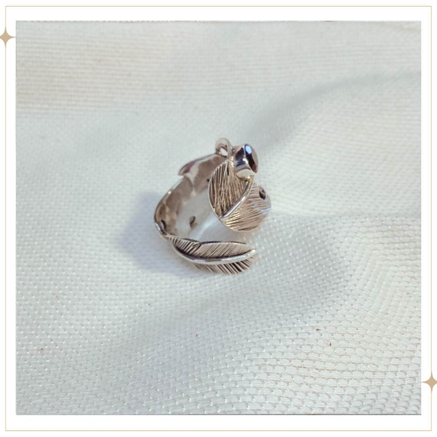 Feather Ring with Garnet