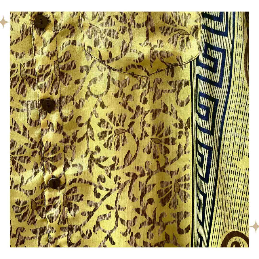 Bodhi Short Sleeved Unisex Shirt - Silk Blend - One of a Kind - Large