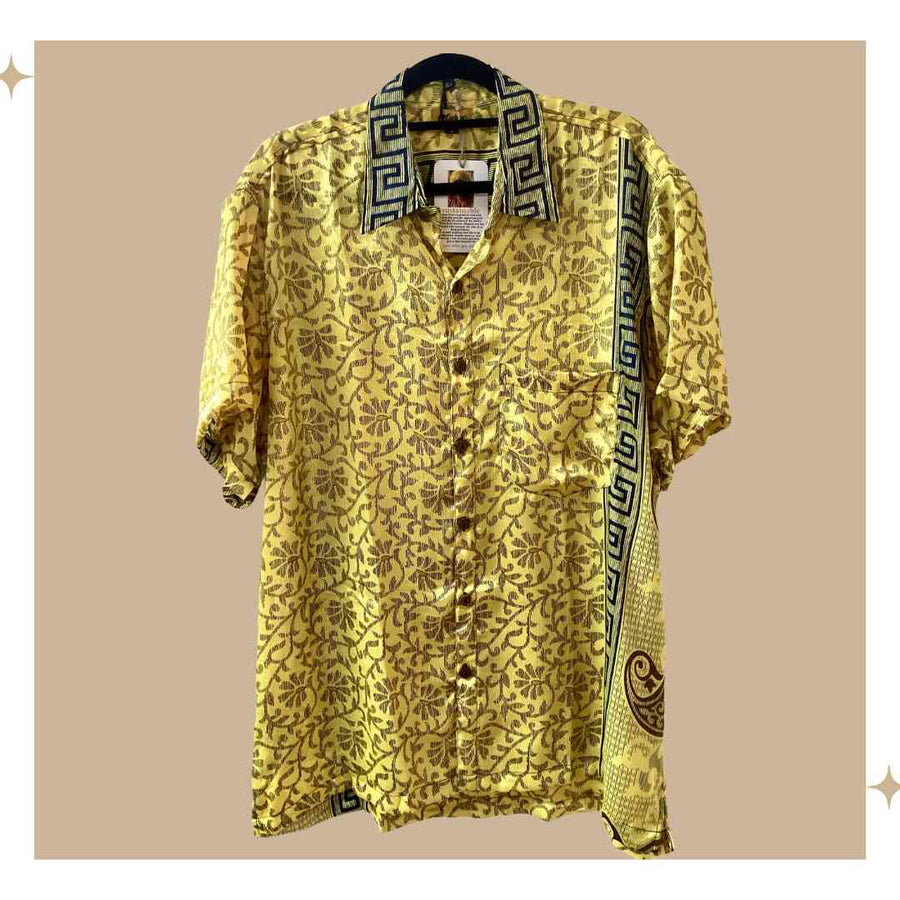 Bodhi Short Sleeved Unisex Shirt - Silk Blend - One of a Kind - Large