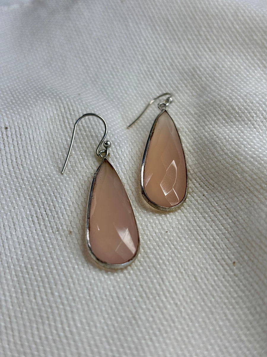 NESRINE Rose Quartz Silver Earrings