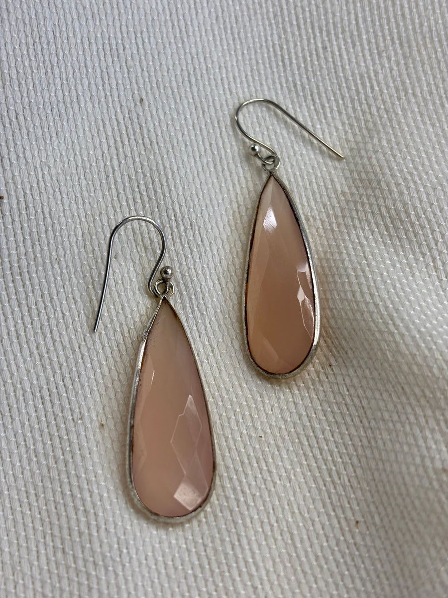 NESRINE Rose Quartz Silver Earrings
