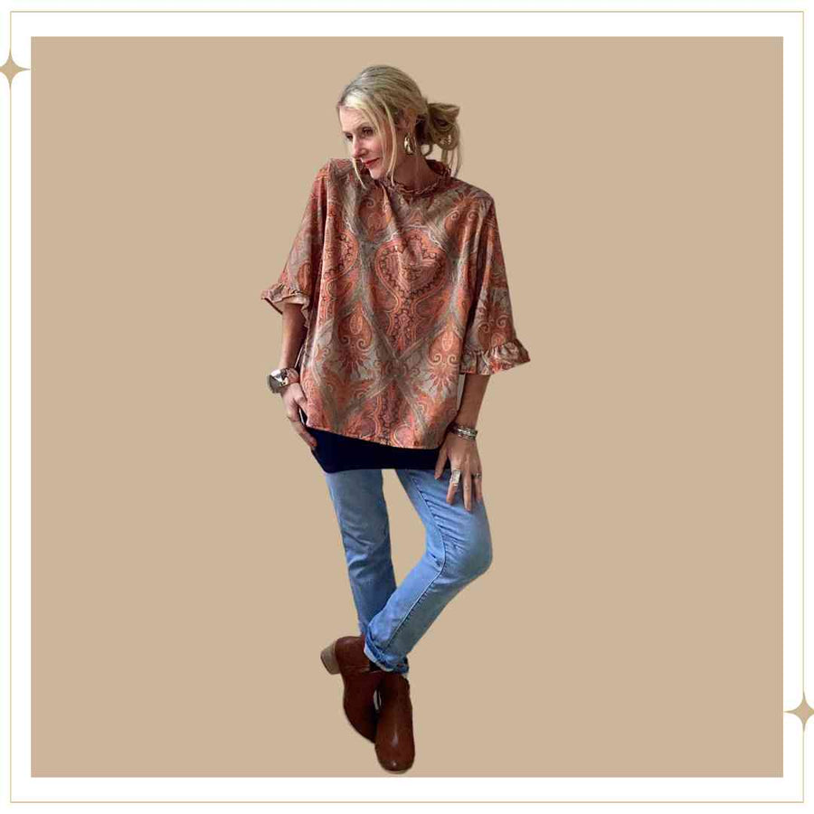 GWEN velour blouse - Saffron