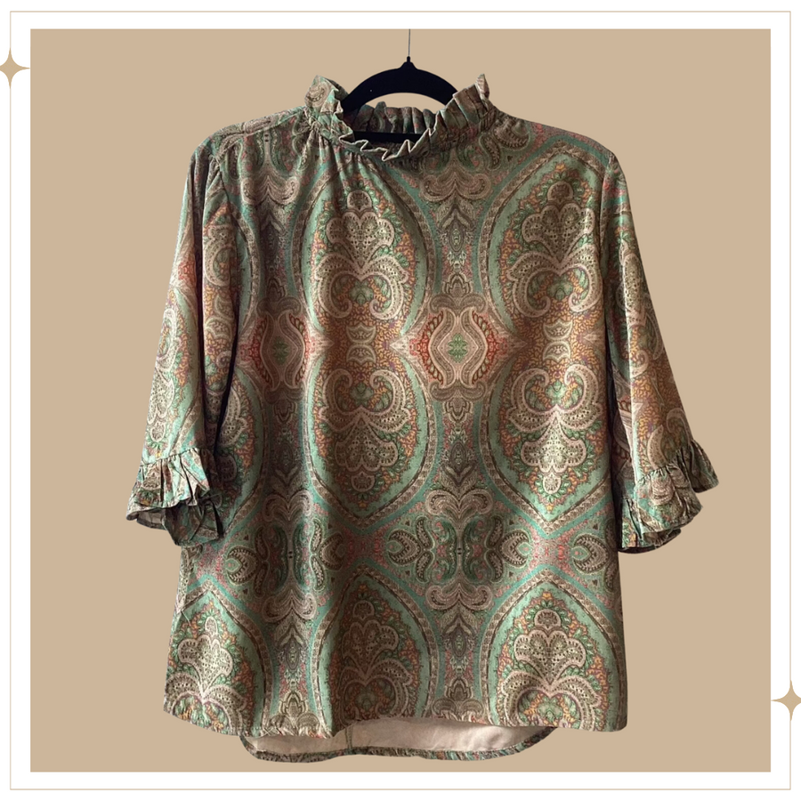 GWEN velour blouse - Sage