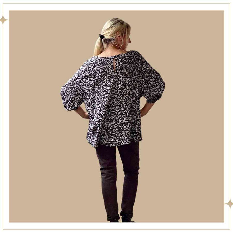 Gracie blouse - Black Floral - Onesize (10-20+)