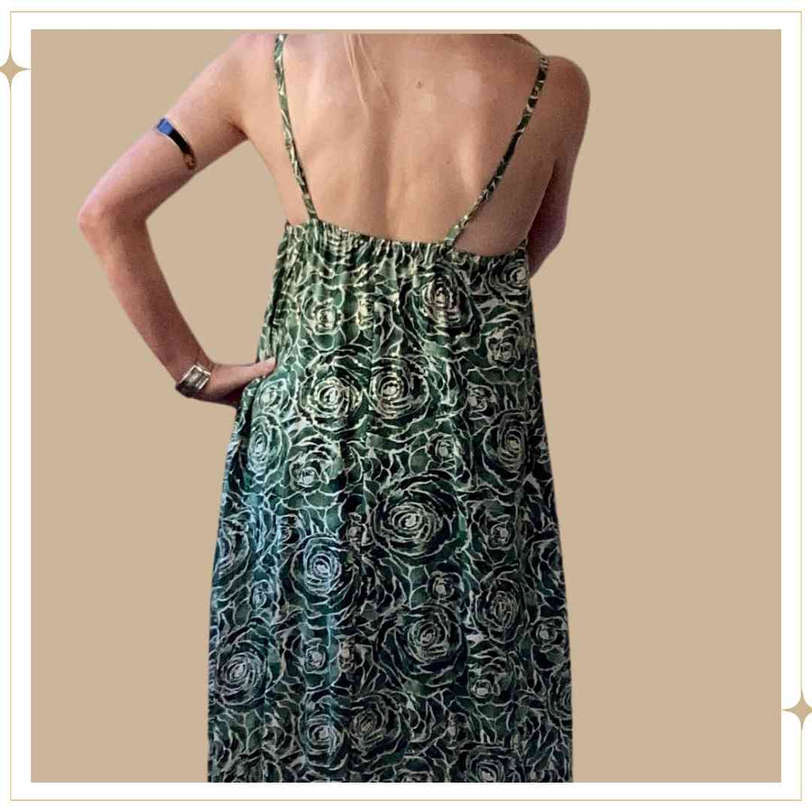 Summer Dress - Green Rosette