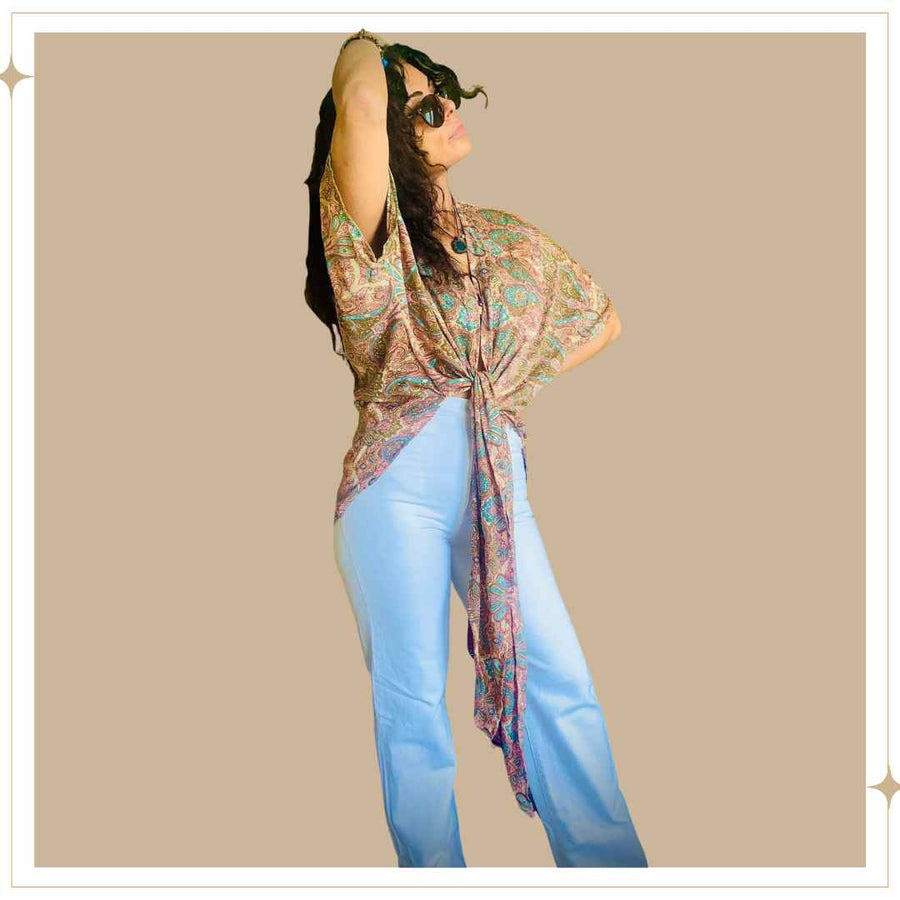 HANA Tie Front Top - Jewel