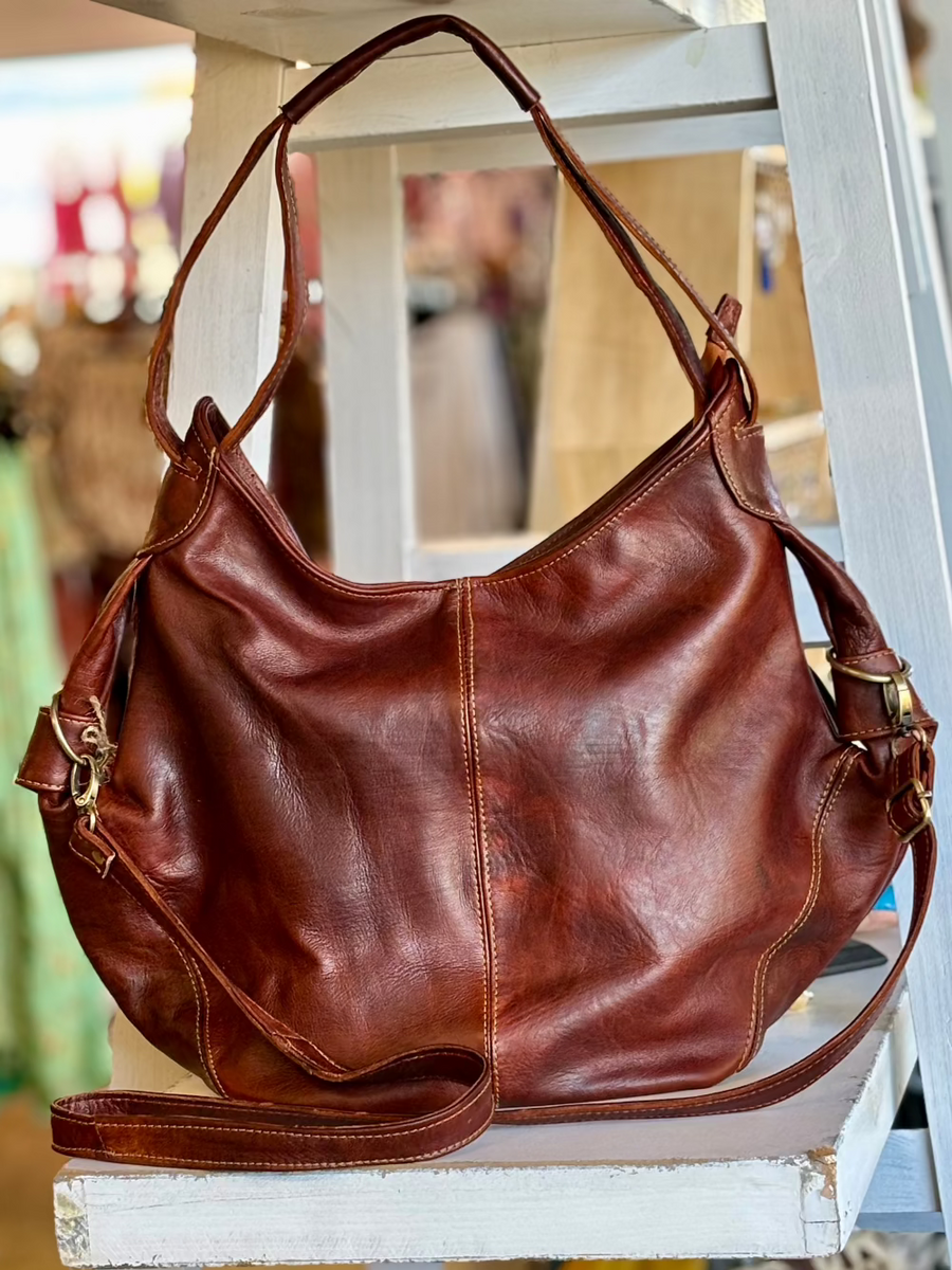 Hazelnut Hamza Bohemian Leather Tote Bag