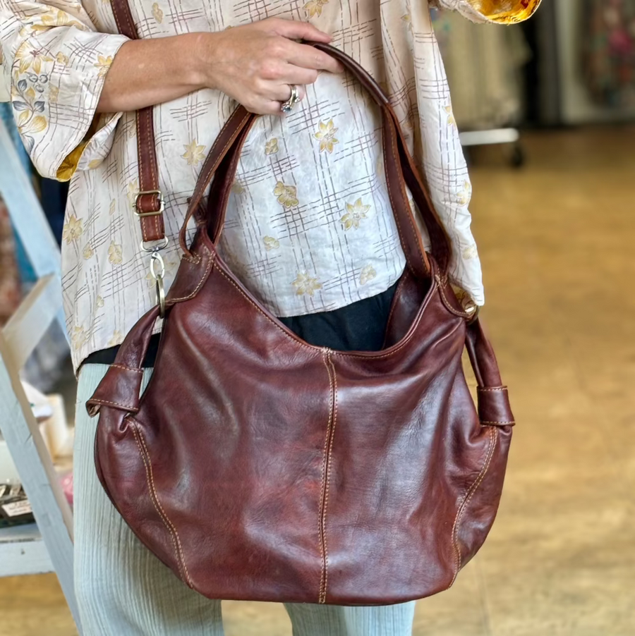 Hazelnut Hamza Bohemian Leather Tote Bag