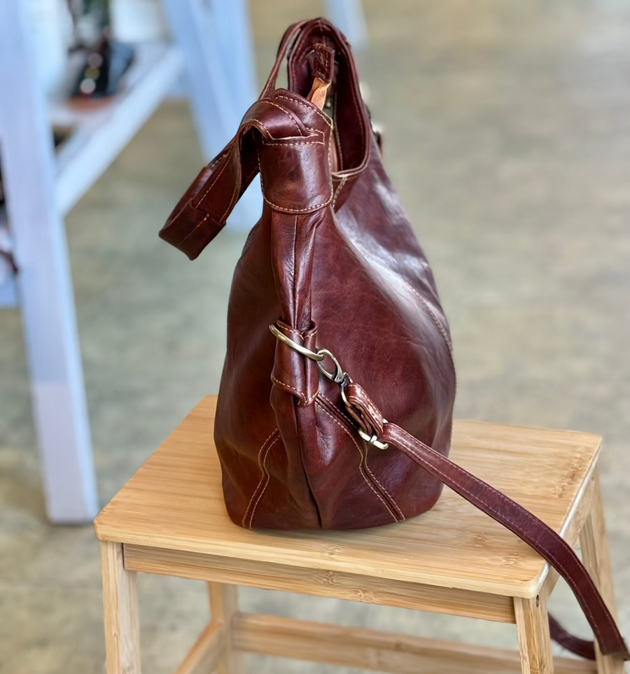 Hazelnut Hamza Bohemian Leather Tote Bag