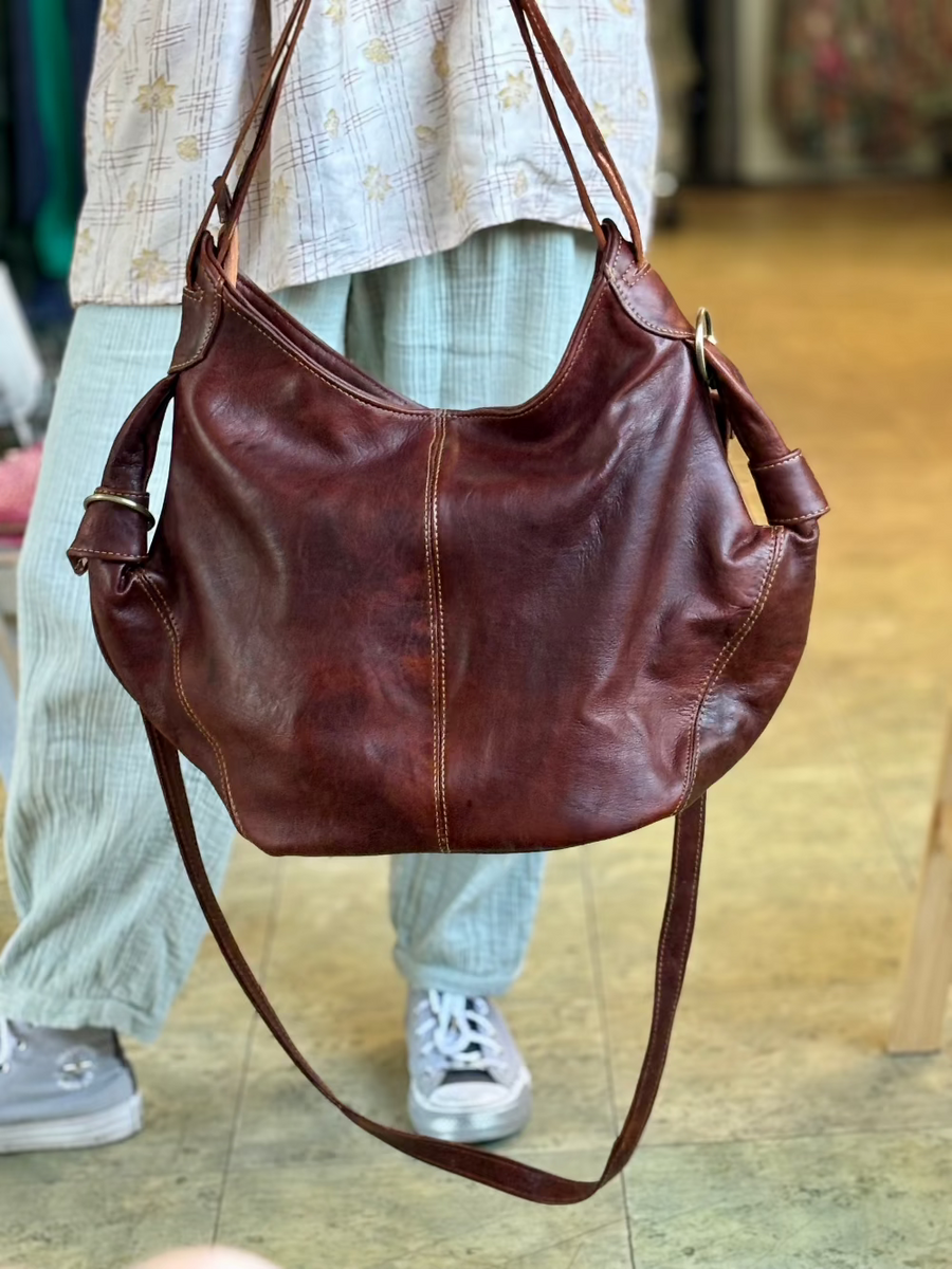 Hazelnut Hamza Bohemian Leather Tote Bag