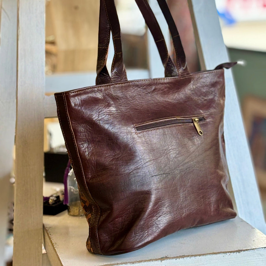 Mansuuj Handwoven Leather Tote
