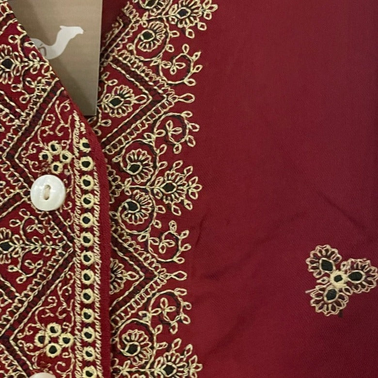 SHANTI Embroidered Blouse - Crimson