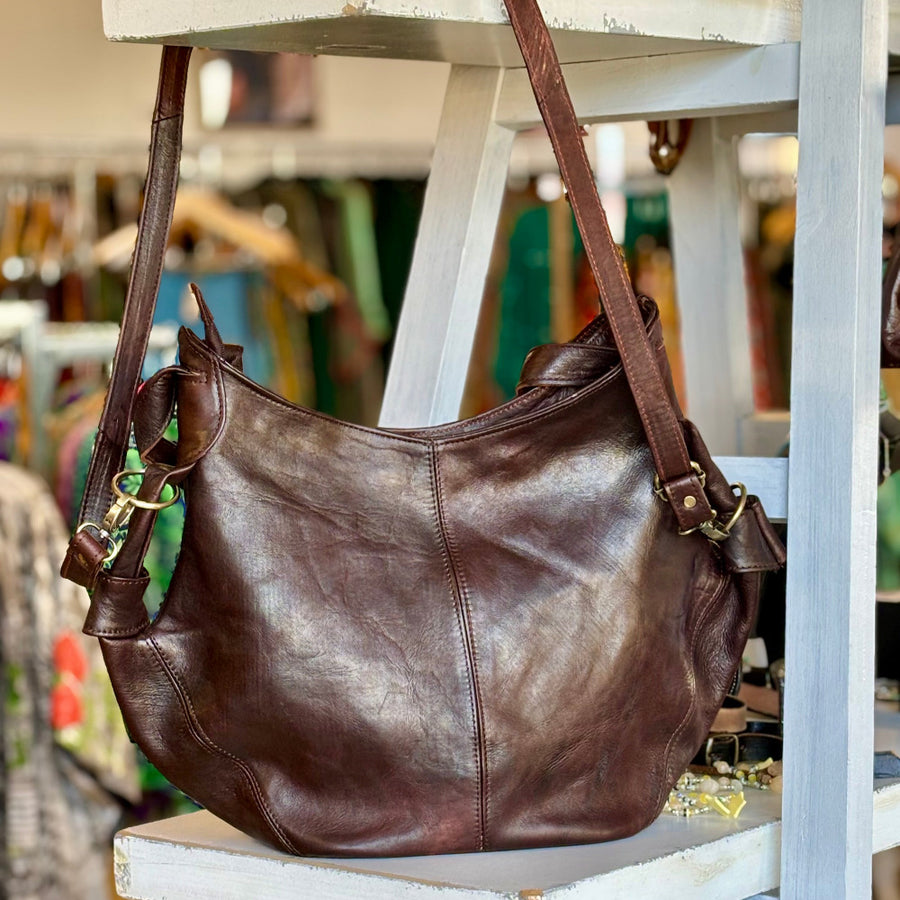 Walnut Hamza Bohemian Leather Tote Bag