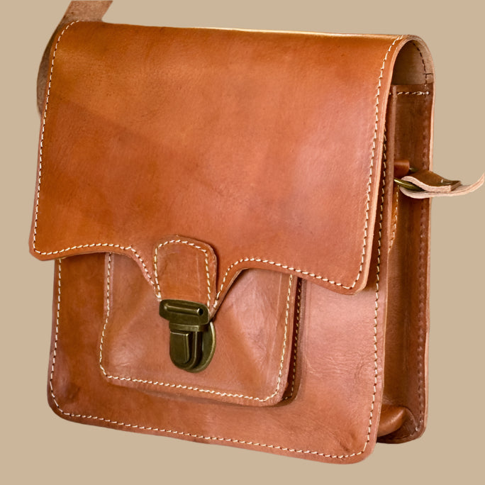 Haqiba small orange/tan traditional satchel