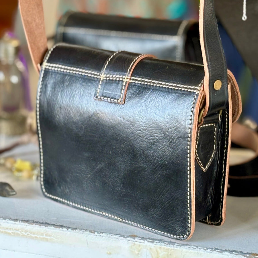 Sadar - Black Leather Satchel