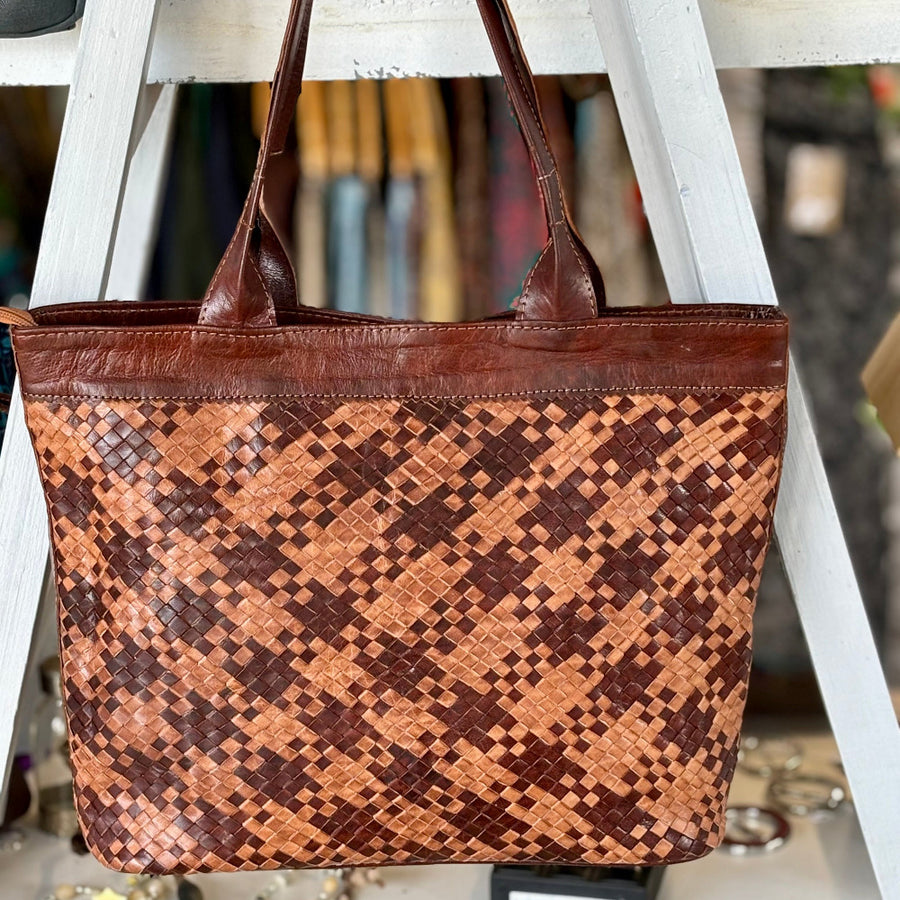Hazelnut Mansuuj Handwoven Leather Tote