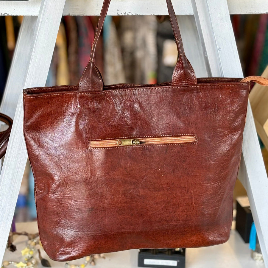 Hazelnut Mansuuj Handwoven Leather Tote