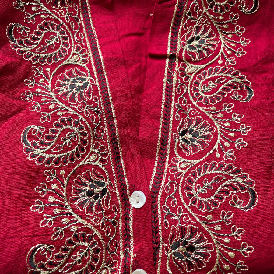TULSI Embroidered Blouse - Scarlet