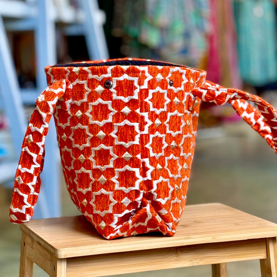 Shaan-Buckram Tote Bag 'Orange'