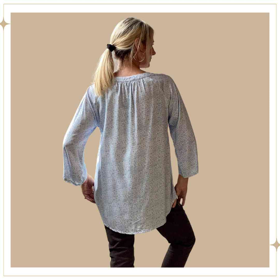 JAMILA blouse - Light Blue Floral