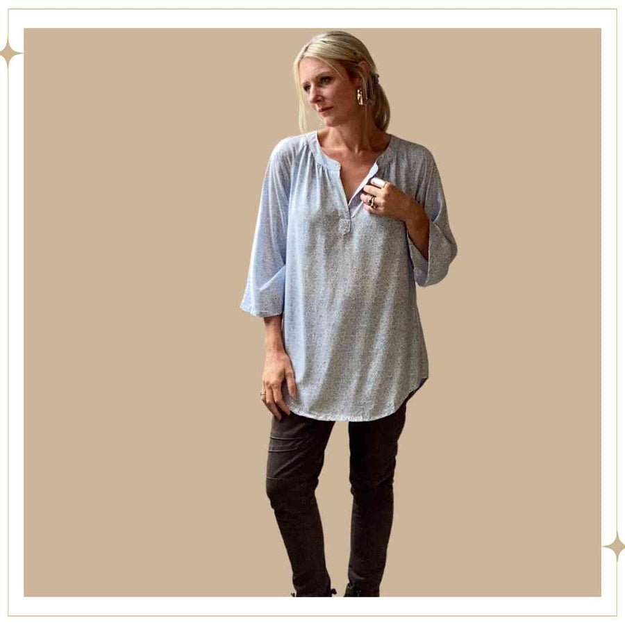JAMILA blouse - Light Blue Floral