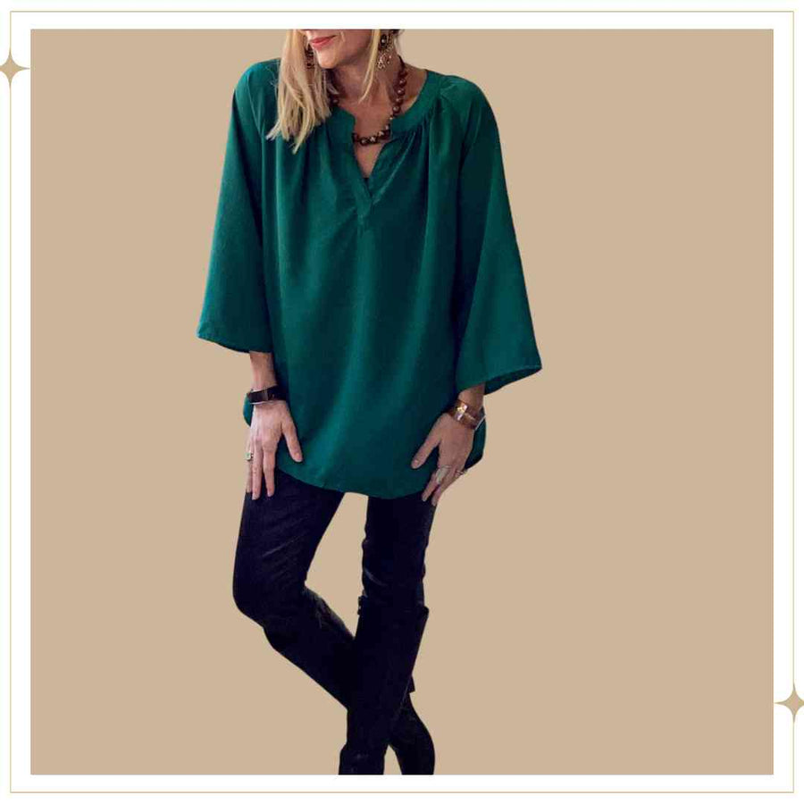 JAMILA blouse - Satin - Emerald
