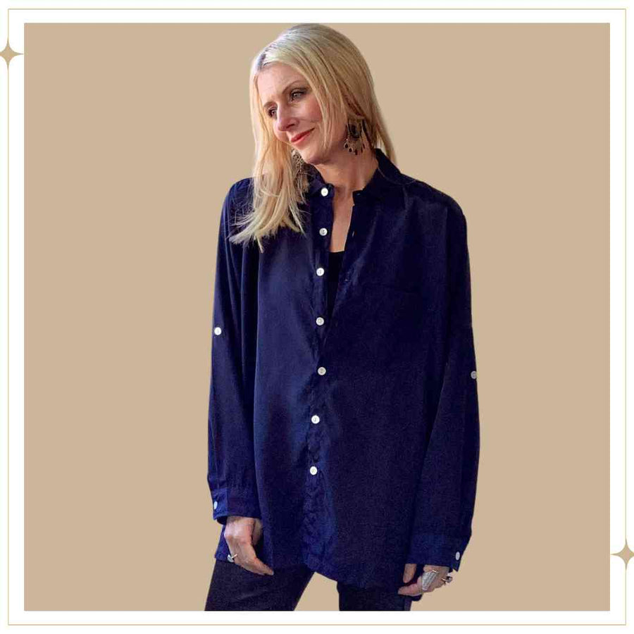 Maha Long Sleeved Unisex Shirt - Saturn - Sapphire