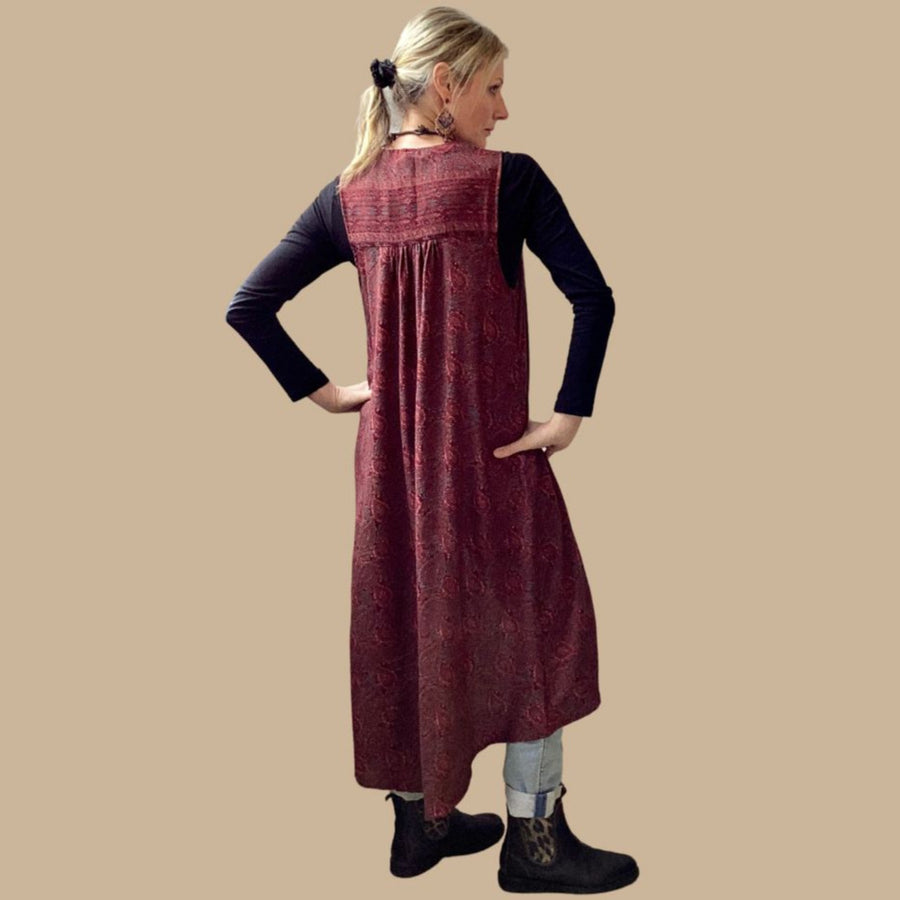 MARI Sleeveless Kimono - Burgundy