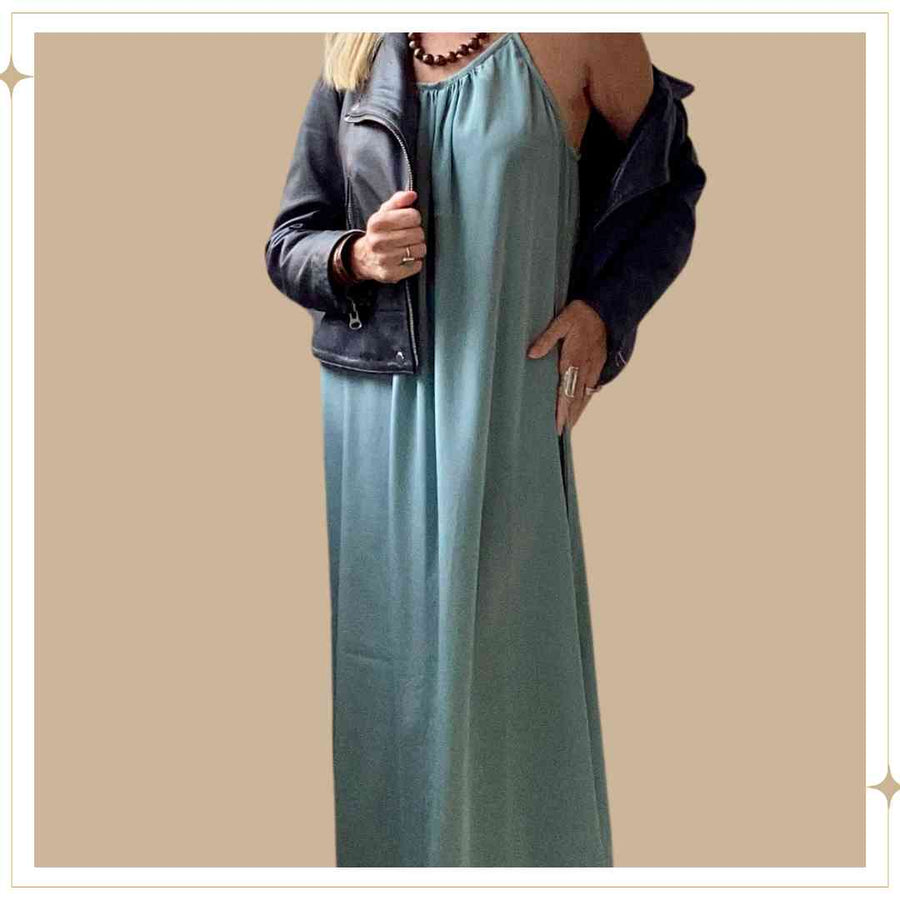 NIRVANA Silk Dress - Aqua Blue