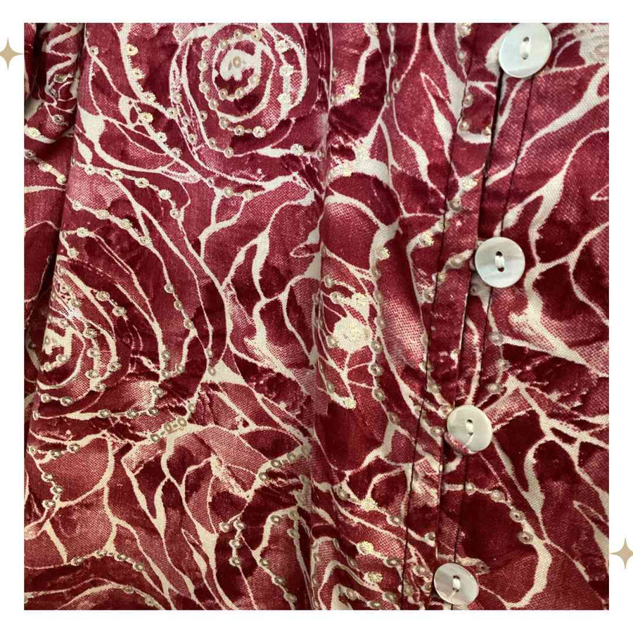 SALMA Button Blouse - Red Rosette
