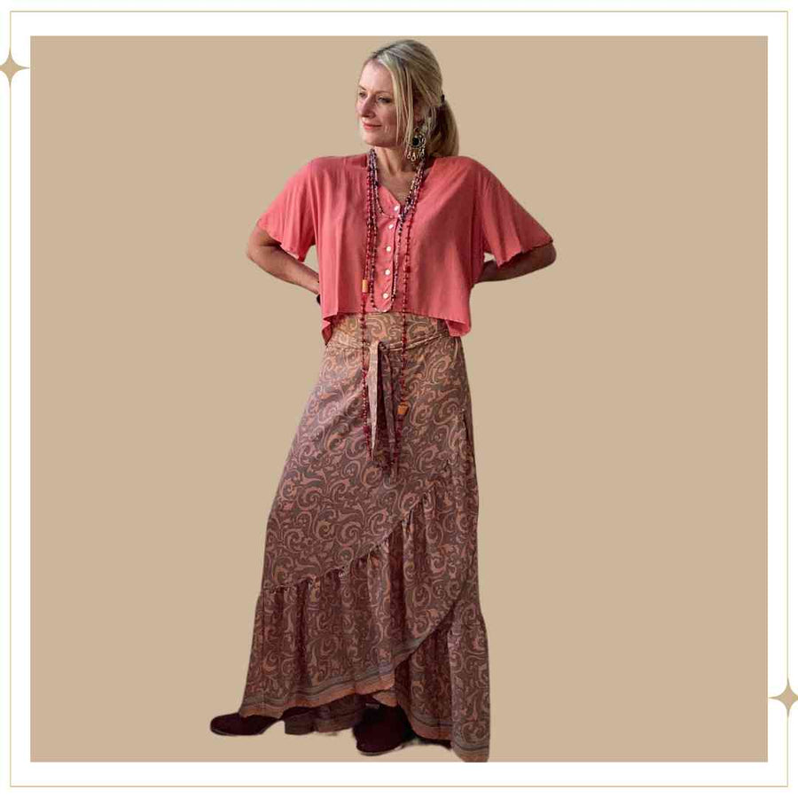 SANDIE Button Blouse - Coral
