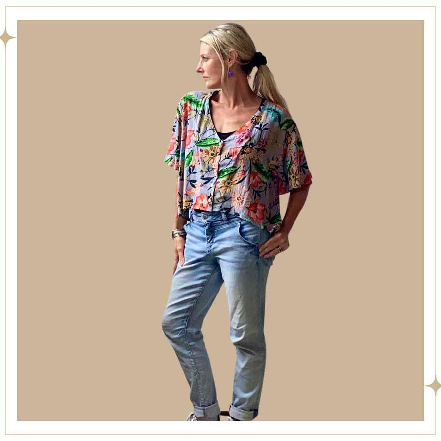 SANDIE Button Blouse - Summer Garden