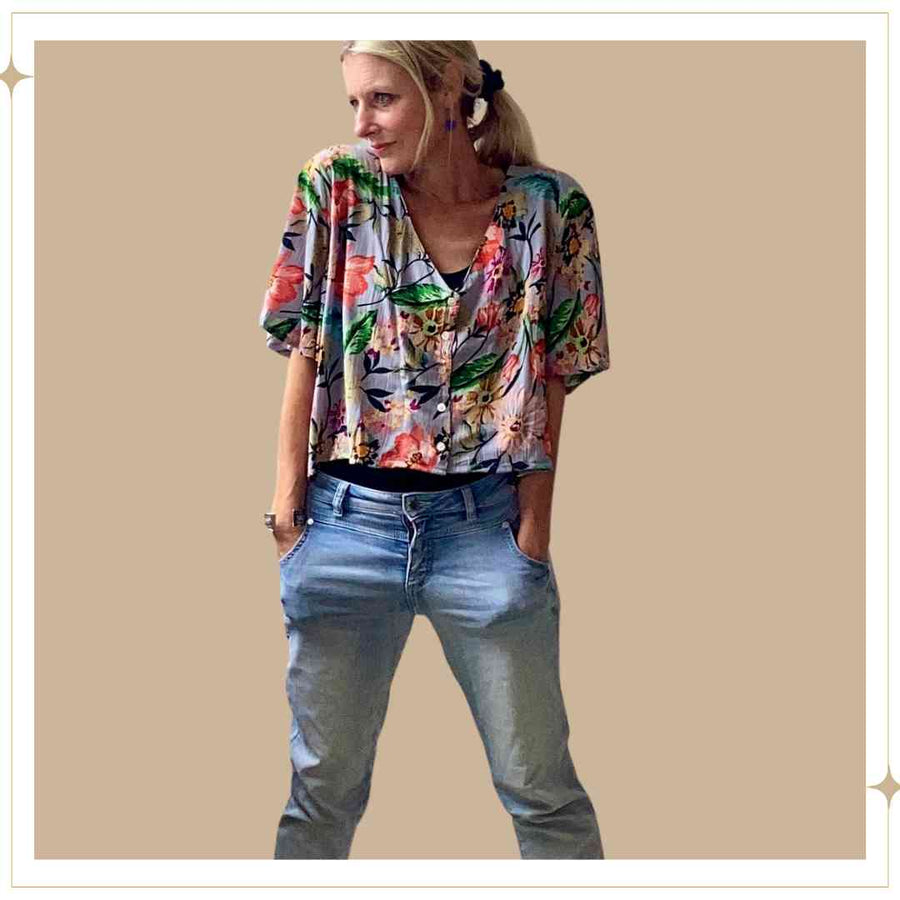 SANDIE Button Blouse - Summer Garden