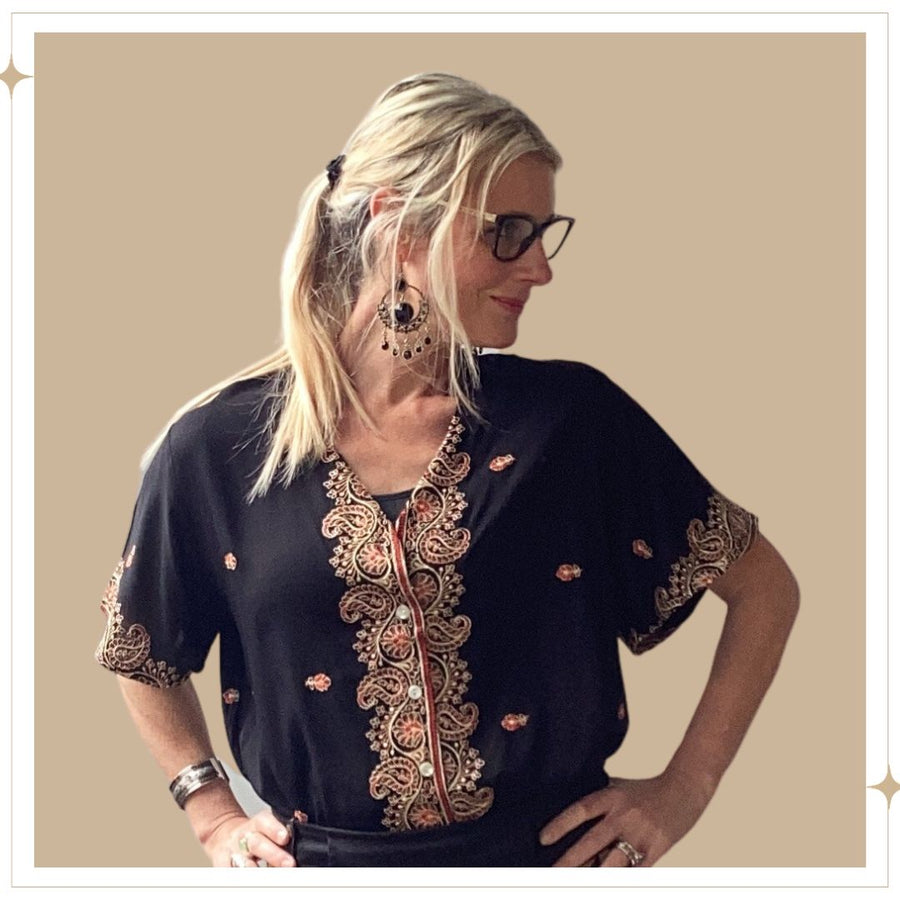 SHANTI Embroidered Blouse - Black