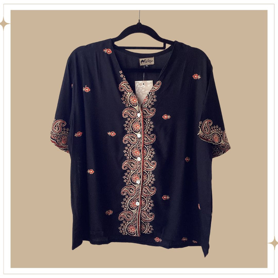SHANTI Embroidered Blouse - Black