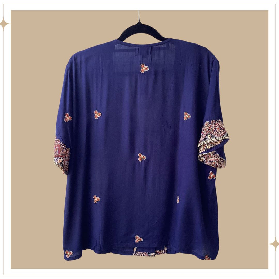 SHANTI Embroidered Blouse - Navy