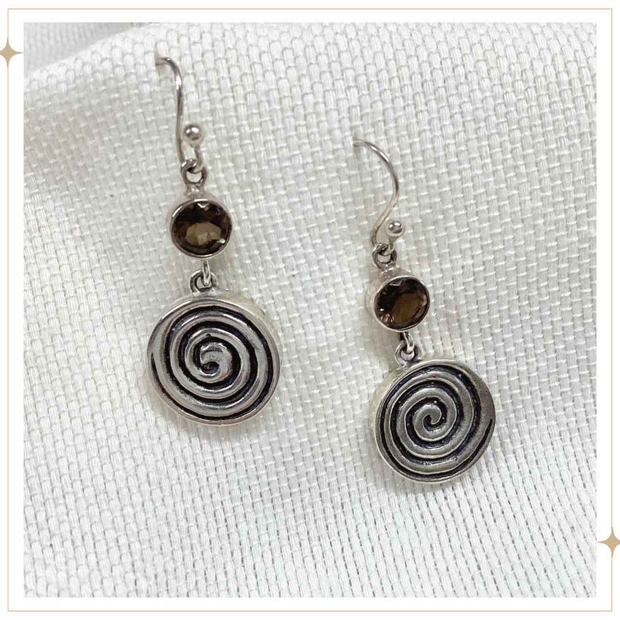 BUNI - Smokey Quartz & Silver Earrings