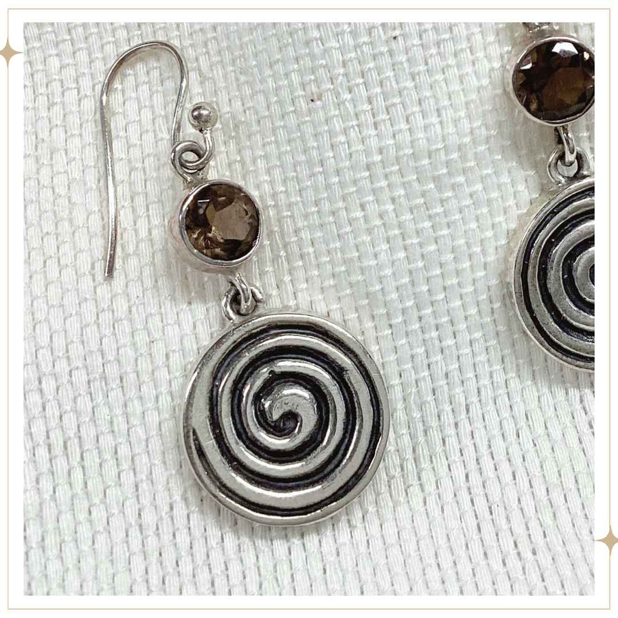 BUNI - Smokey Quartz & Silver Earrings