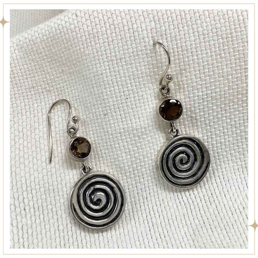 BUNI - Smokey Quartz & Silver Earrings