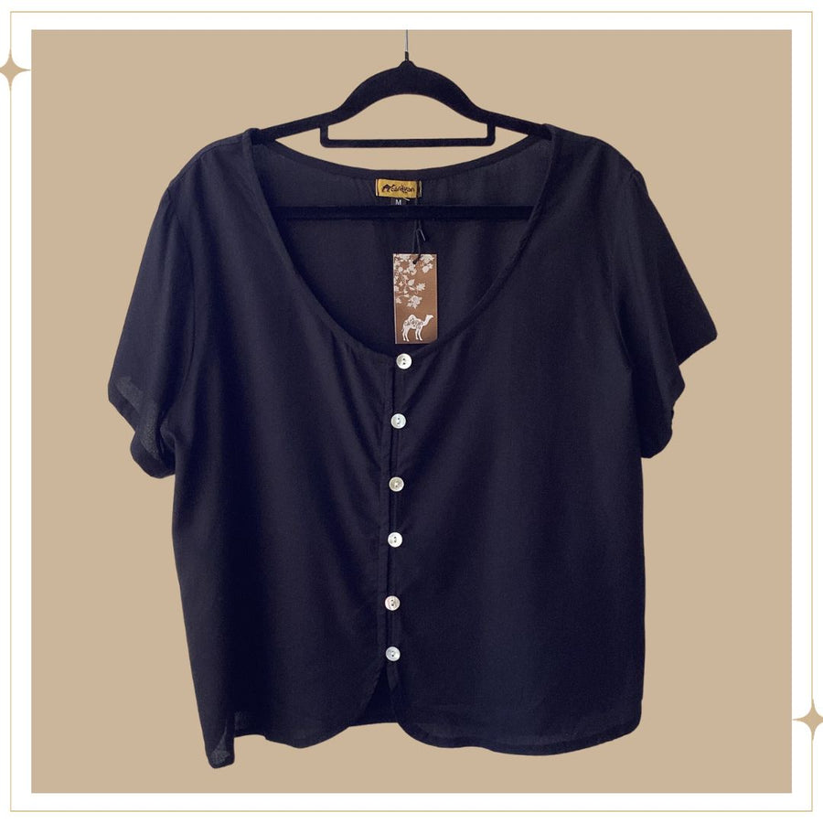 SALMA Button Blouse - Black