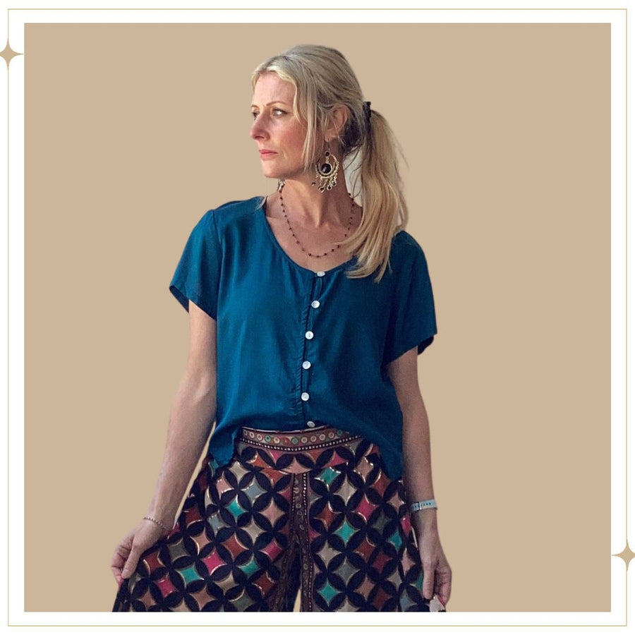 SALMA Button Blouse - Black