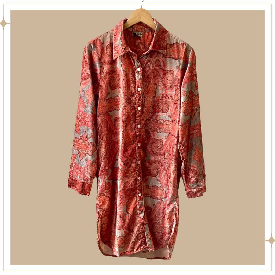 THANDI velour shirt dress - Chilli