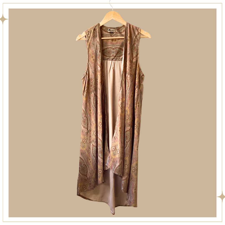 MARI Sleeveless Velour Kimono - Toffee