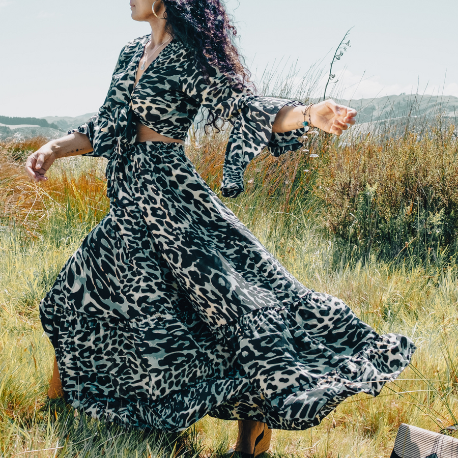 BOUJEE Maxi skirt Leopard – caravan&co nz - Main Image