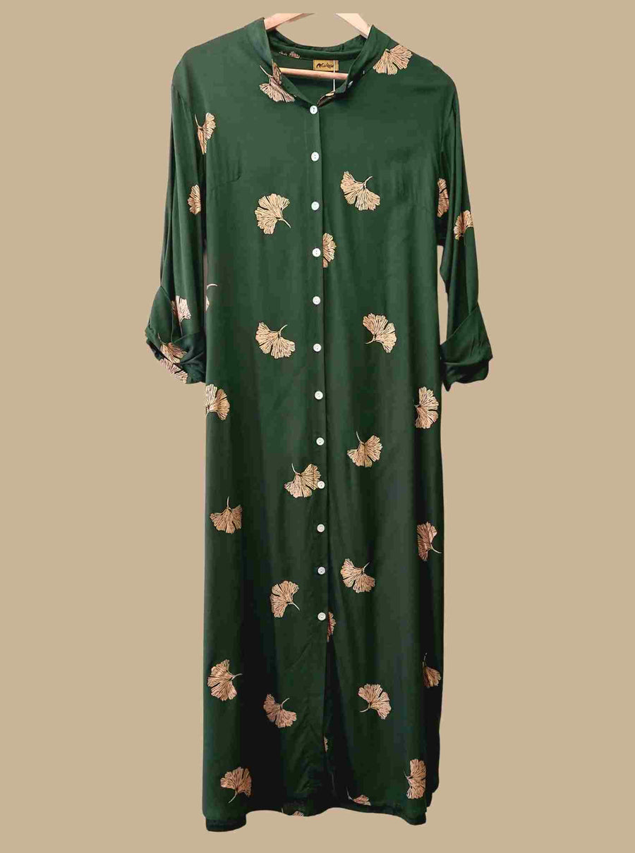 SELENA button-down shirt-dress - Green